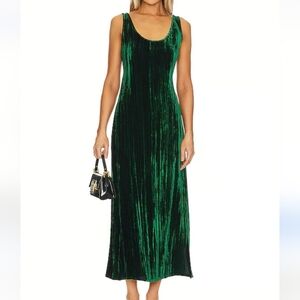 Enza Costa Silk Textured Velvet Tank Dress Size Medium NWT Malachite Green